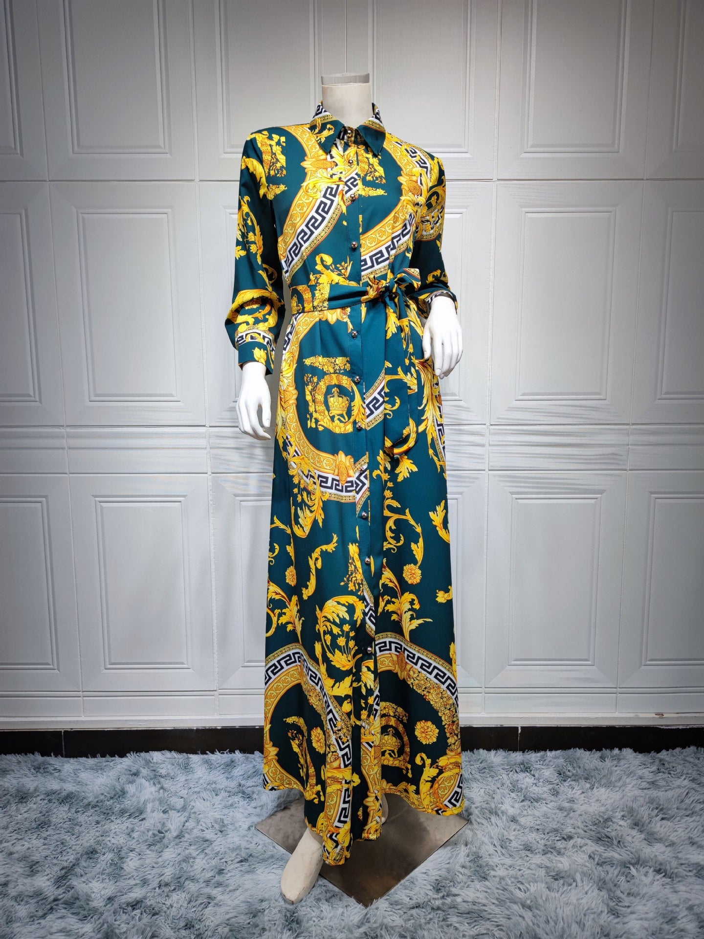 Swing Ladies Print Shirt Dress Middle East Ladies Clothing