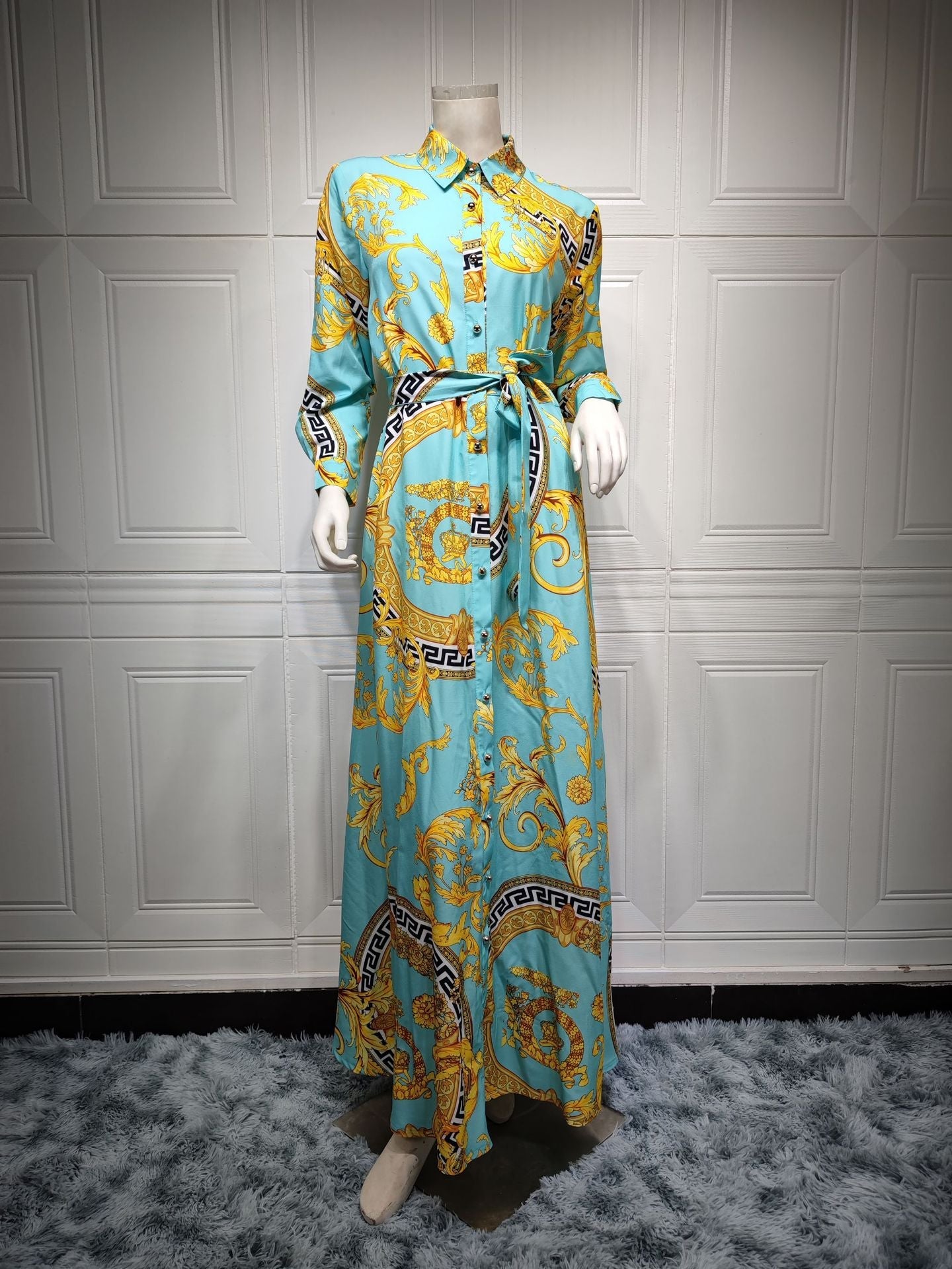Swing Ladies Print Shirt Dress Middle East Ladies Clothing