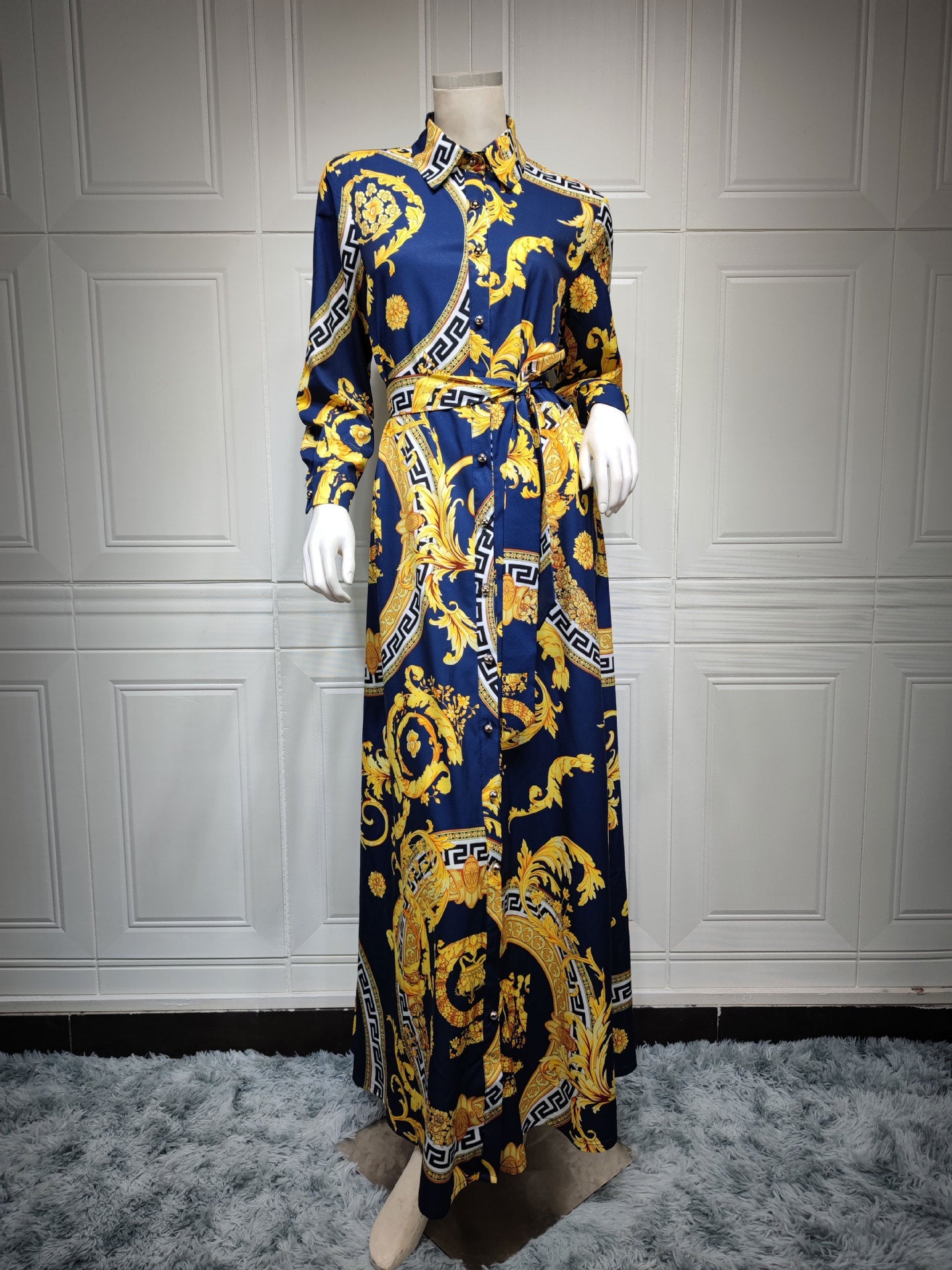 Swing Ladies Print Shirt Dress Middle East Ladies Clothing