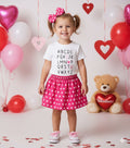 Girl’s Valentine’s Day Outfit – ABC I Love You Shirt, Pink Polka Dot Skirt & Bow Set