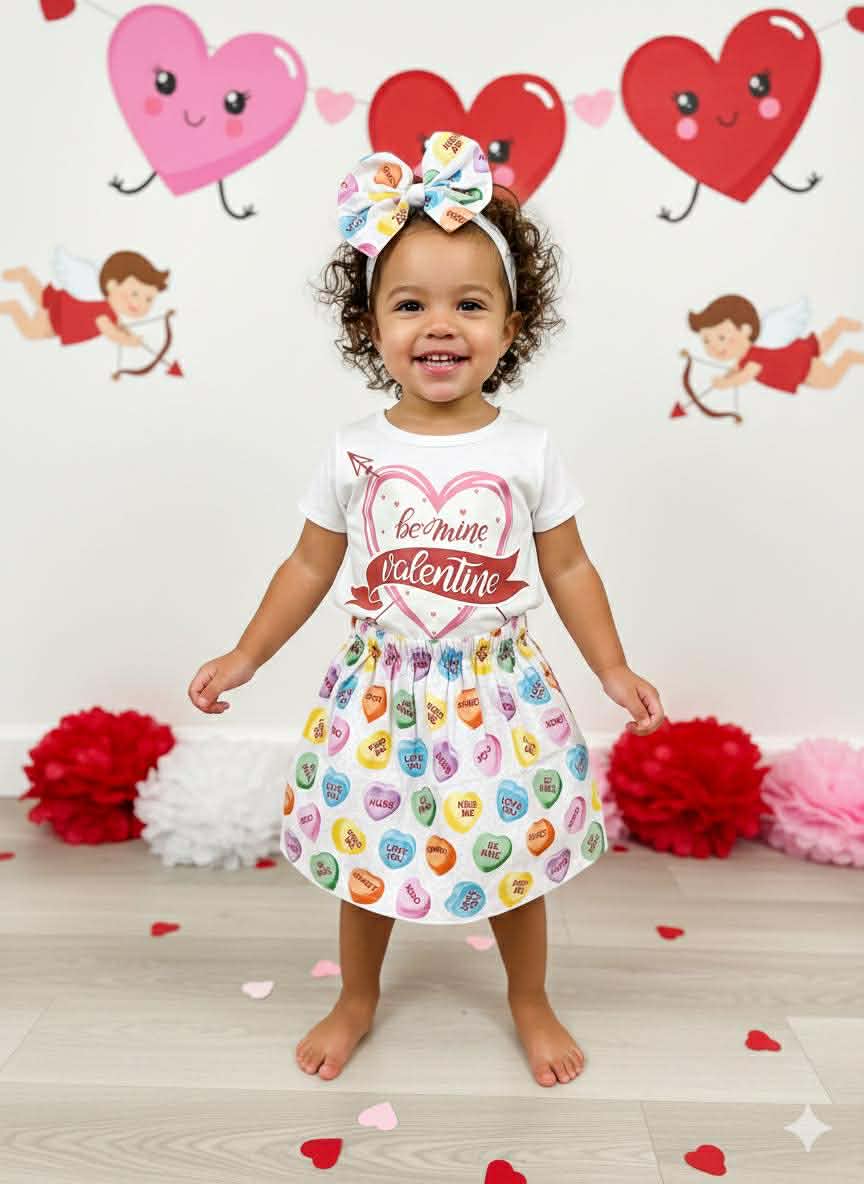 Girl's Handmade Conversation Hearts Valentine's Day Outfits
