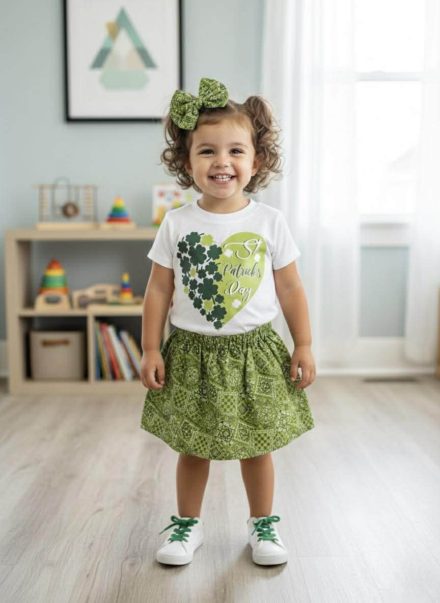 Handmade Girl's St. Patrick's Day Outfits- Green Bandana Collection